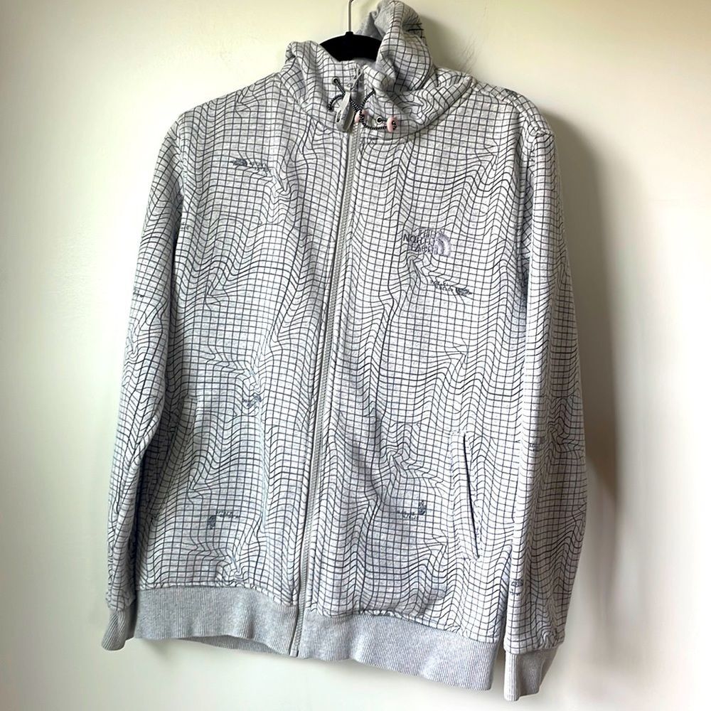 Unisex North Face grey full zip hoodie size 105 (Xl) Outdoor Athleisure